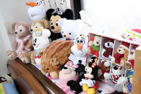部屋中のぬいぐるみも全て一箇所にまとめました。にぎやかで楽しい雰囲気に!